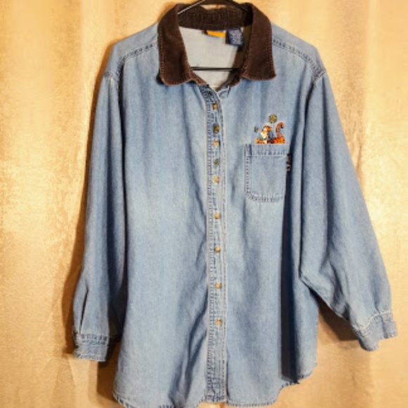 Winnie the Pooh Tops - Winnie the Pooh/Tiger Button Down Denim Shirt 26W